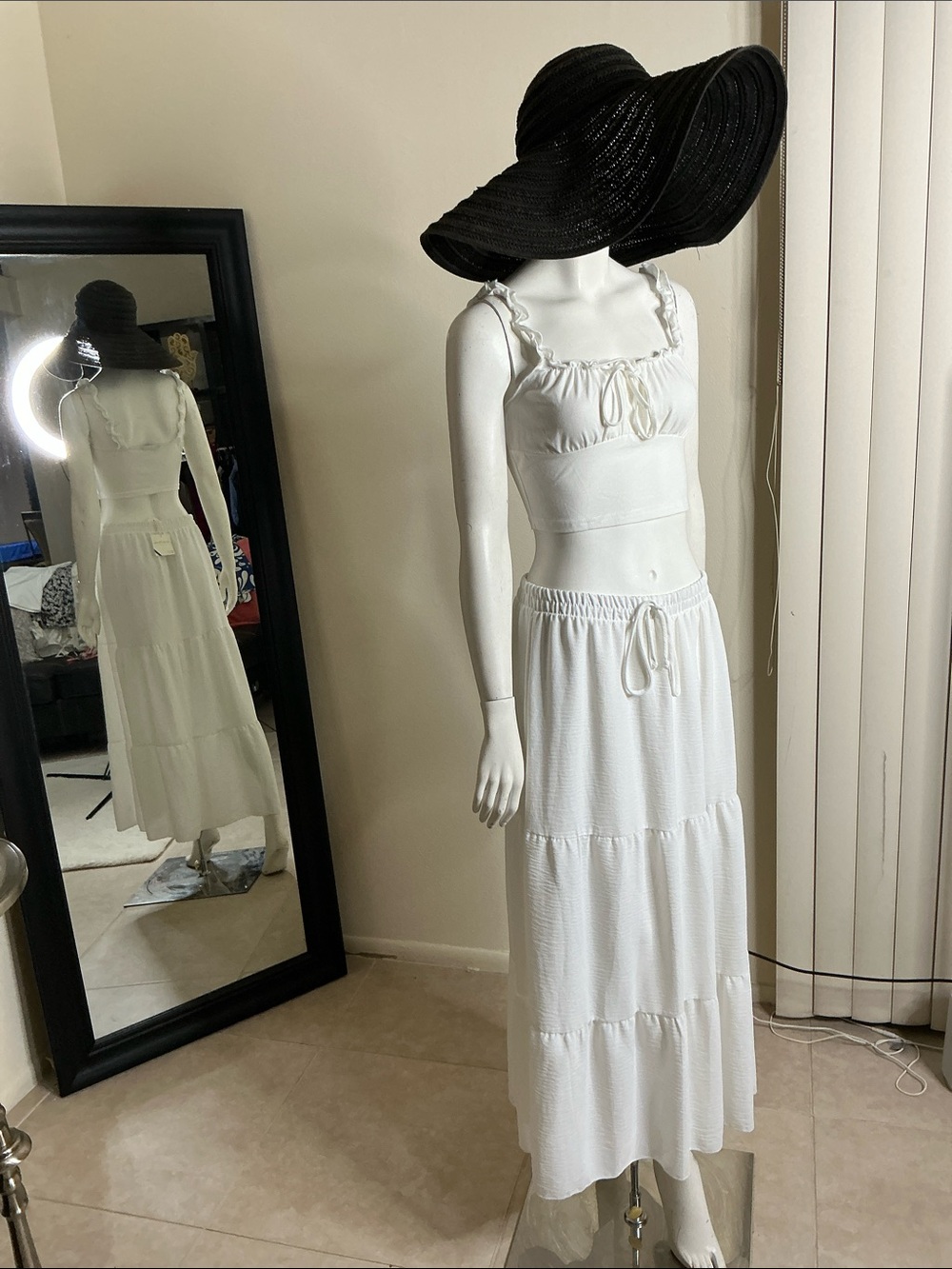 See You Monday White Smocked Maxi Dress with Ruffle Straps - Picture 3 of 10